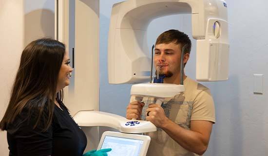 Man receiving 3D CT scan