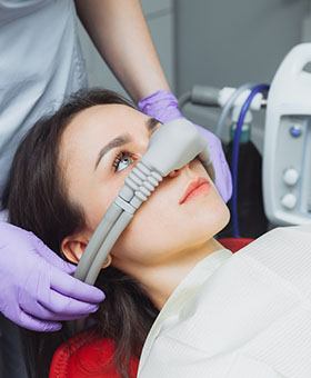 A patient receiving nitrous oxide in Mangum