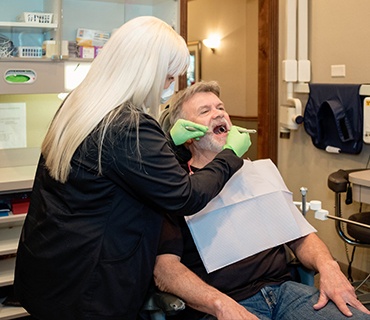 Patient receiving dental exam