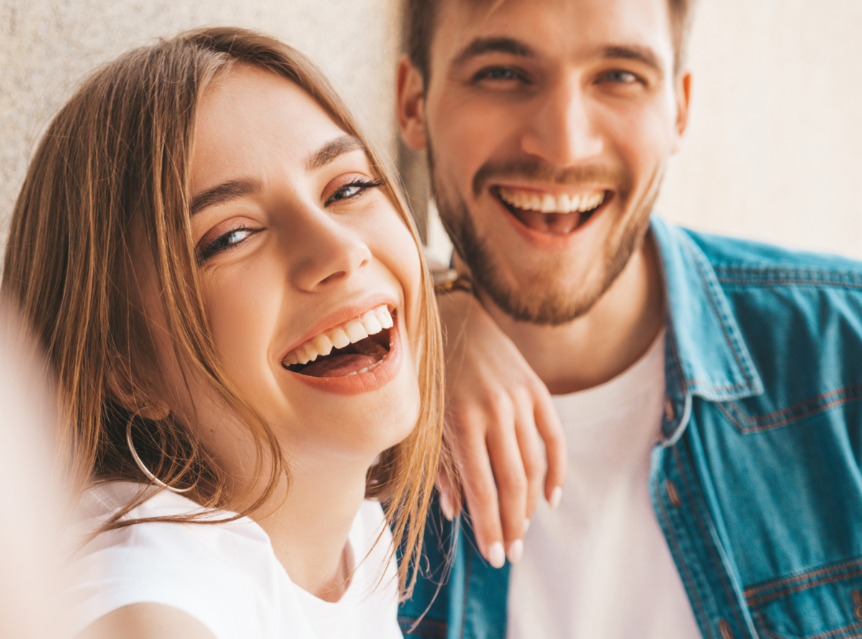 Couple smiling